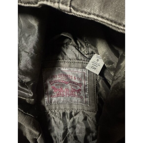 Levi Strauss Co Jacket Womens XS Military Green Canvas Work Core Quilted Hooded - Picture 2 of 9